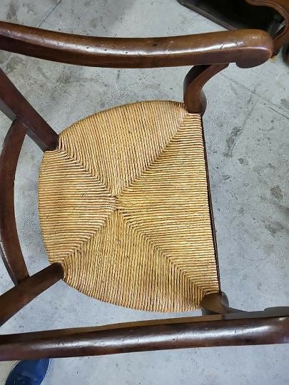 Fauteuil Paillé Ancien en Noyer Massif du XIXème Siècle - N °2 - Ethic Atelier