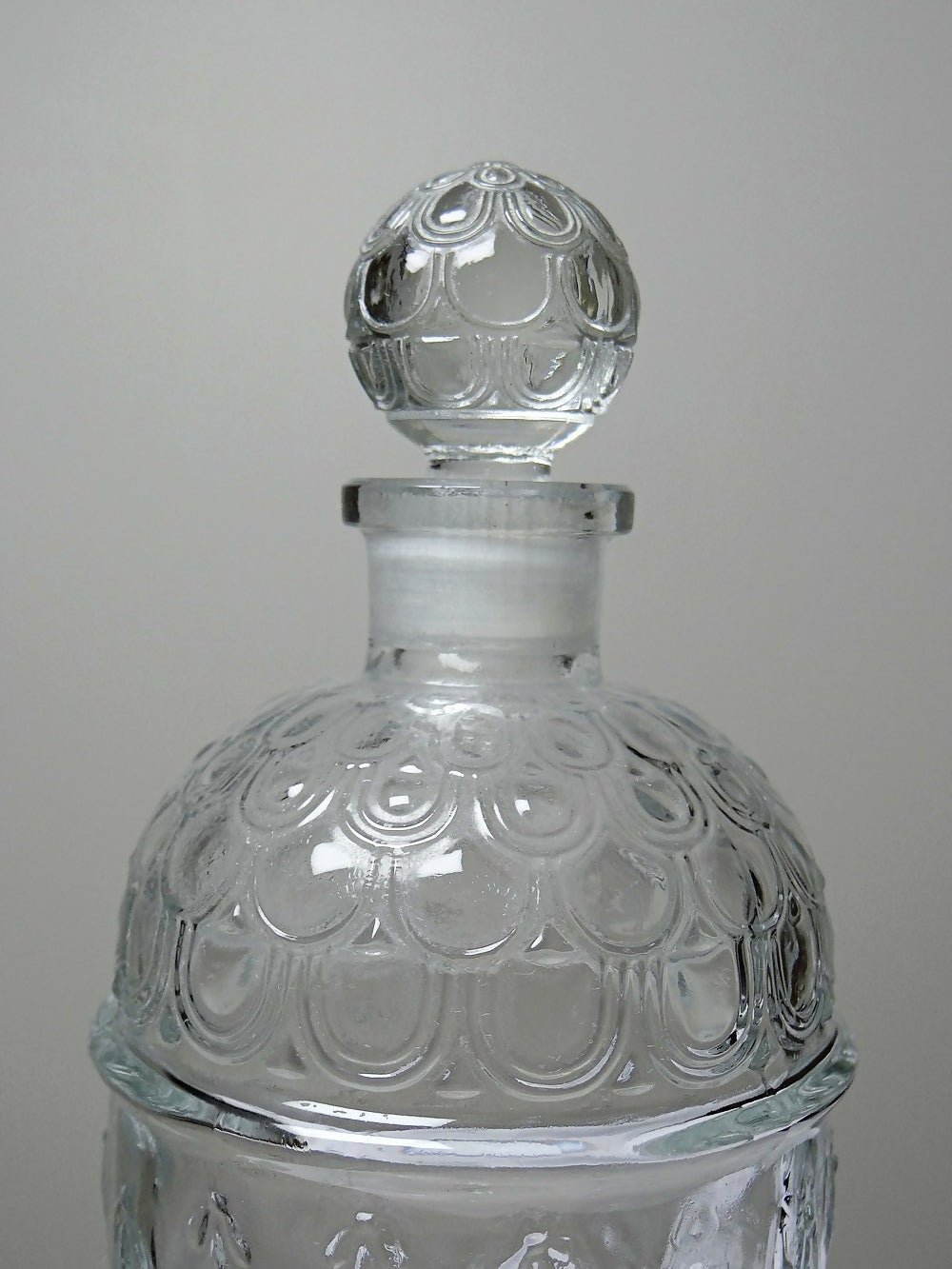 Flacon aux abeilles ancien, vide, Eau de Cologne du Coq XXe verre 500ml - Ethic Atelier