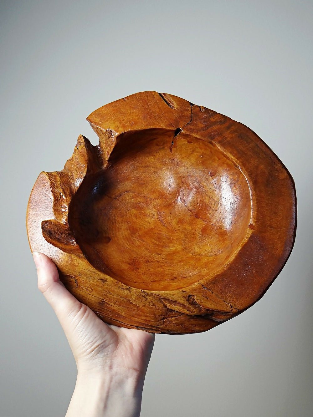 Grand bol à noix ou vide poche vintage en bois de Teck Italie années 60 - 70 - Ethic Atelier