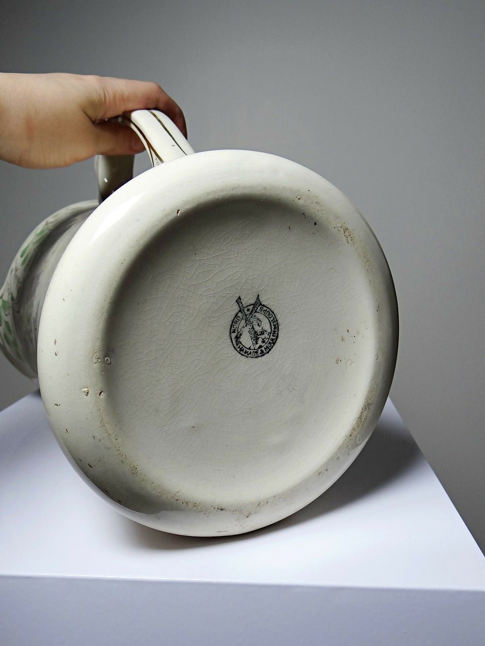 Grand broc de toilette ancien faïence Hamage Moulin des Loups - Ethic Atelier