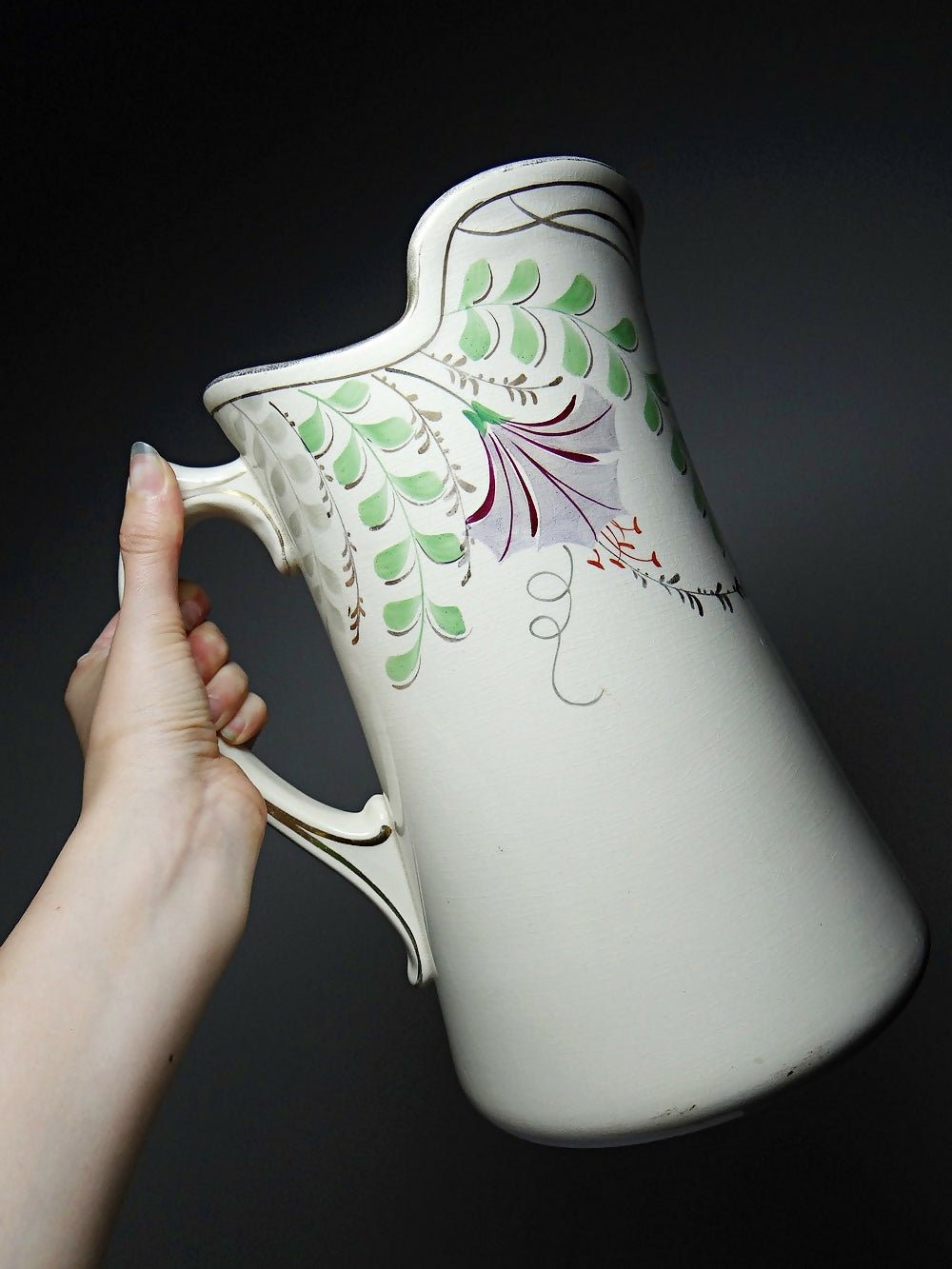 Grand broc de toilette ancien faïence Hamage Moulin des Loups - Ethic Atelier