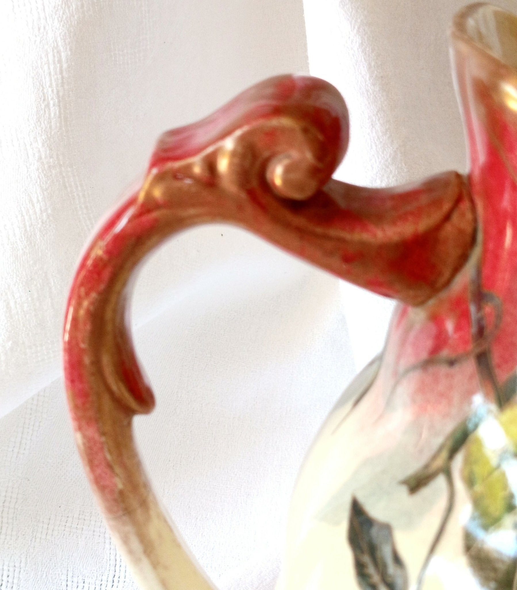 Grand broc décor clématites polychrome - Fin XIXe début XXe - Ethic Atelier