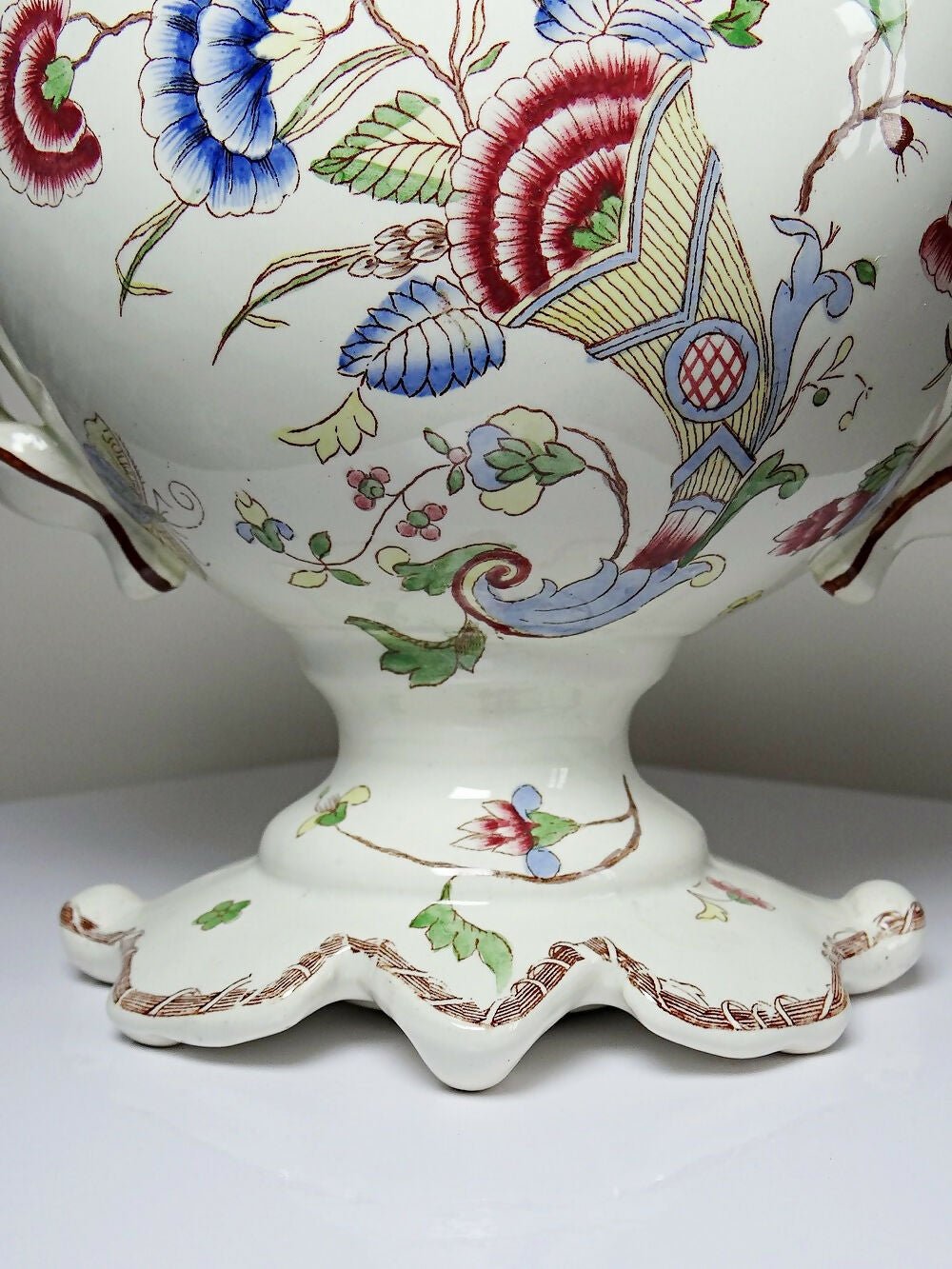 Grand centre de table, ancienne faïence polychrome terre de fer Longchamp - Ethic Atelier