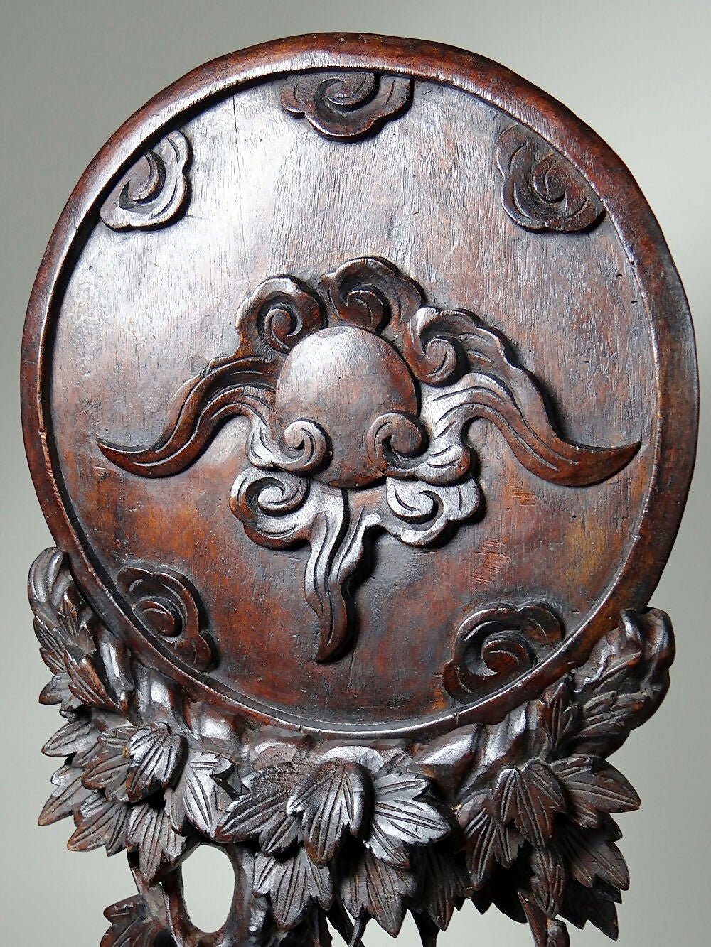 Grand panneau par à vent de table d'Asie XIXe bois de rose sculpté - Ethic Atelier