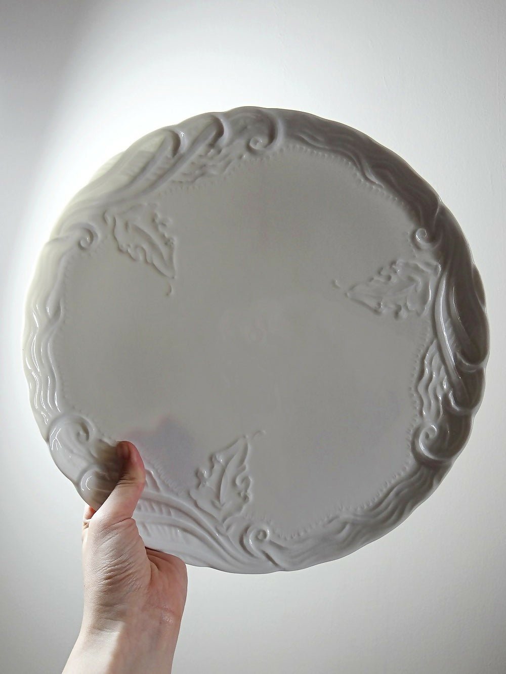 Grand plat à tarte vintage/ancien porcelaine fine de Limoges blanche - Ethic Atelier