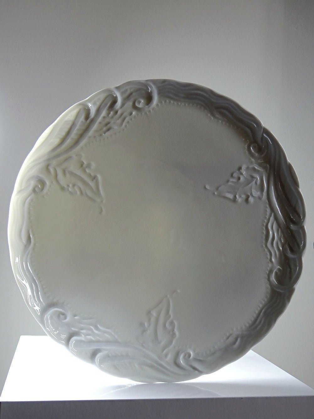 Grand plat à tarte vintage/ancien porcelaine fine de Limoges blanche - Ethic Atelier