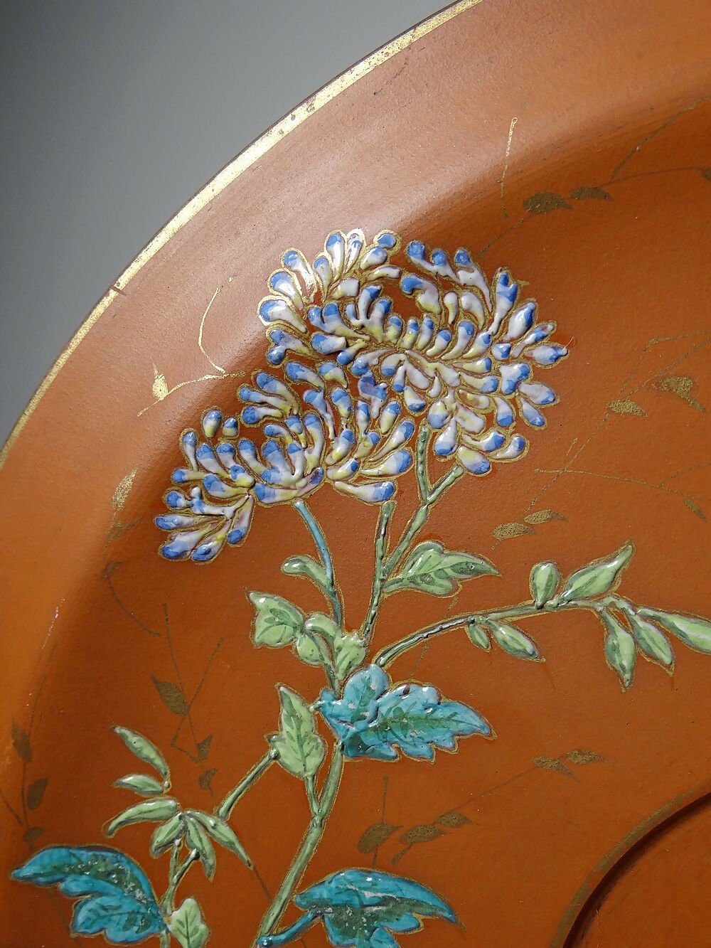 Grand plat argile/terre cuite ancien émaillage japonisant art nouveau - Ethic Atelier