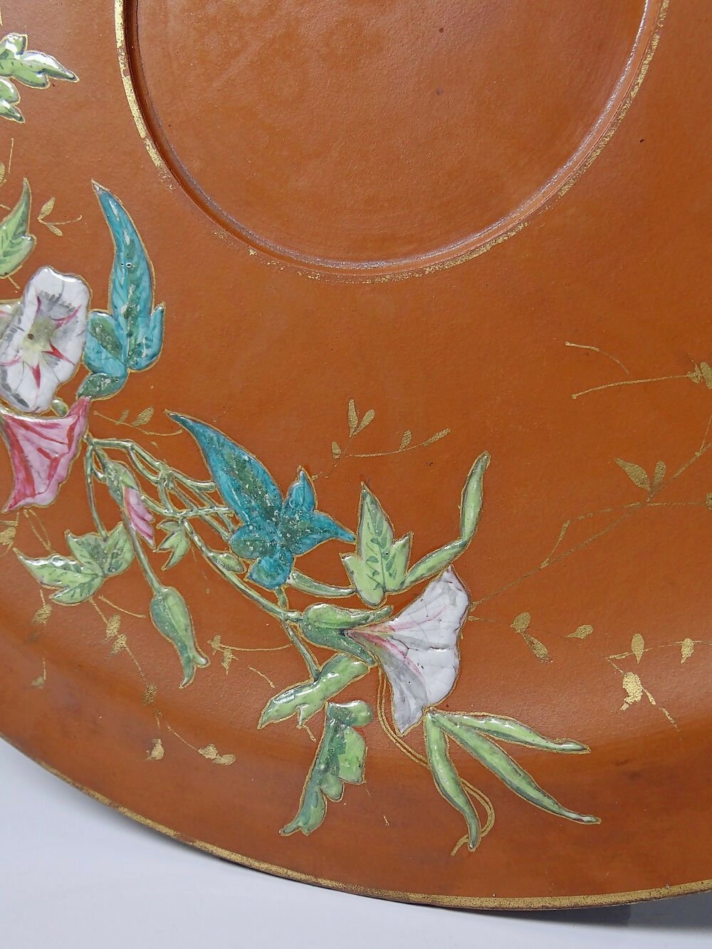 Grand plat argile/terre cuite ancien émaillage japonisant art nouveau - Ethic Atelier
