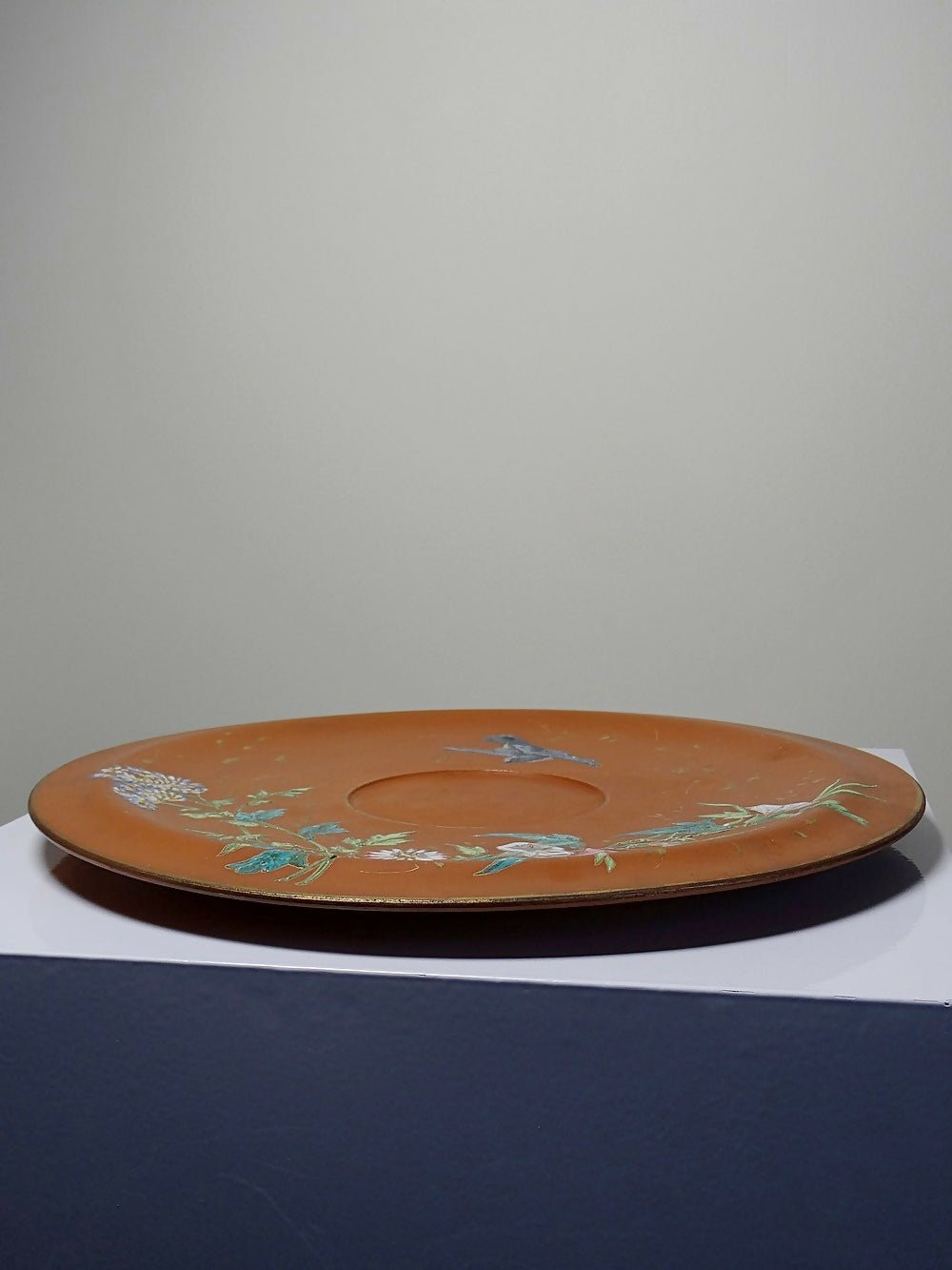 Grand plat argile/terre cuite ancien émaillage japonisant art nouveau - Ethic Atelier