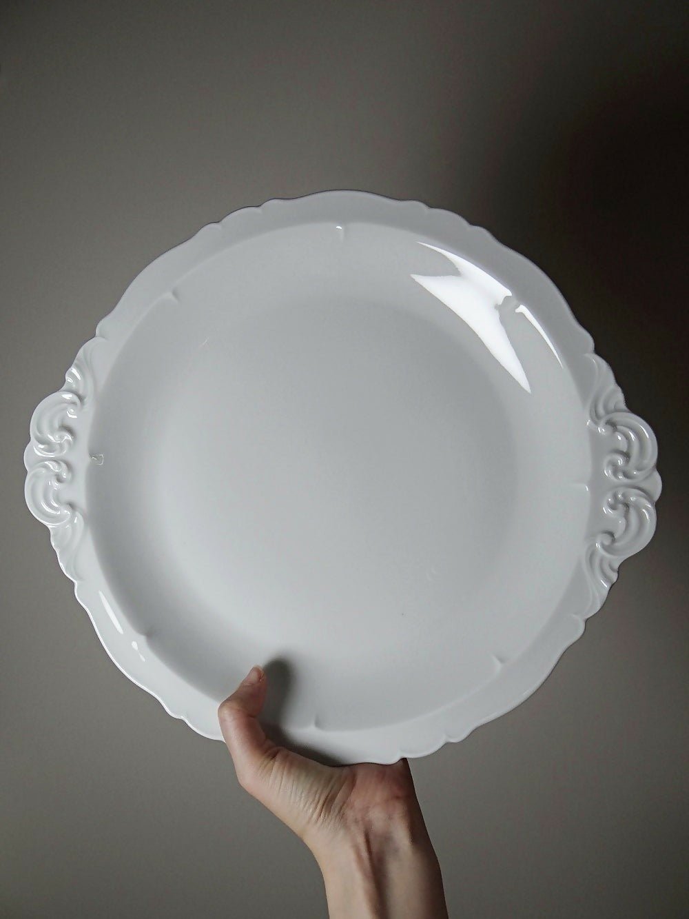 Grand plat de service porcelaine fine de Limoges blanche vintage/ancien - Ethic Atelier