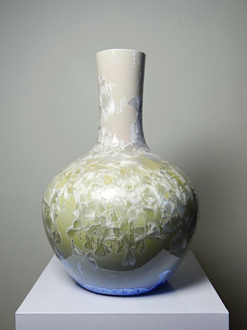 Grand vase globulaire porcelaine émaux cristallins Jingdezhen Zhi vintage - Ethic Atelier