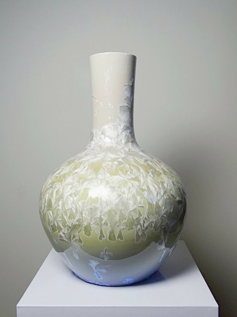 Grand vase globulaire porcelaine émaux cristallins Jingdezhen Zhi vintage - Ethic Atelier