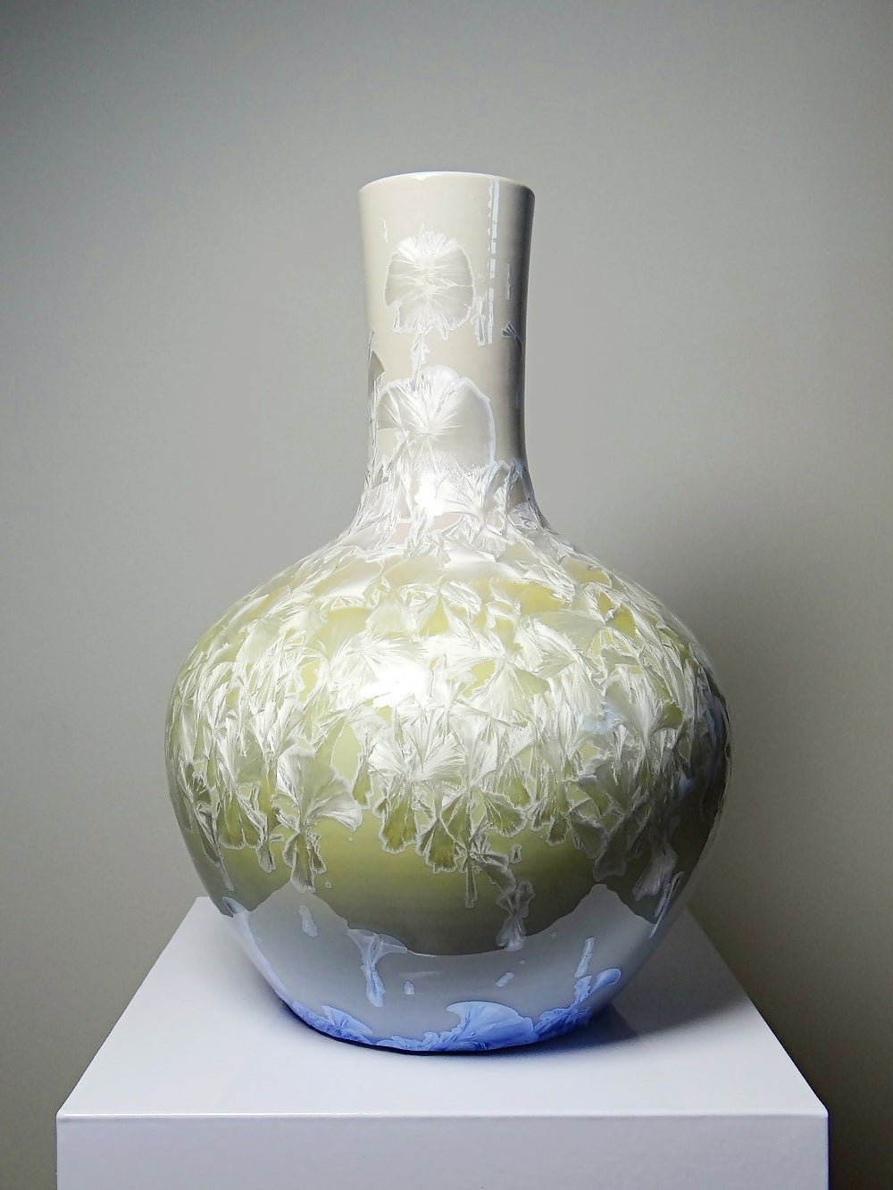 Grand vase globulaire porcelaine émaux cristallins Jingdezhen Zhi vintage - Ethic Atelier
