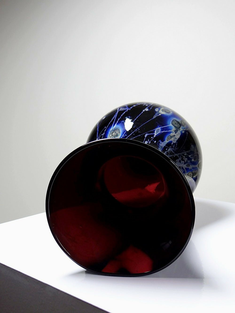 Grand vase verrerie d'art violet à inclusions paillerons d'argent vintage - Ethic Atelier