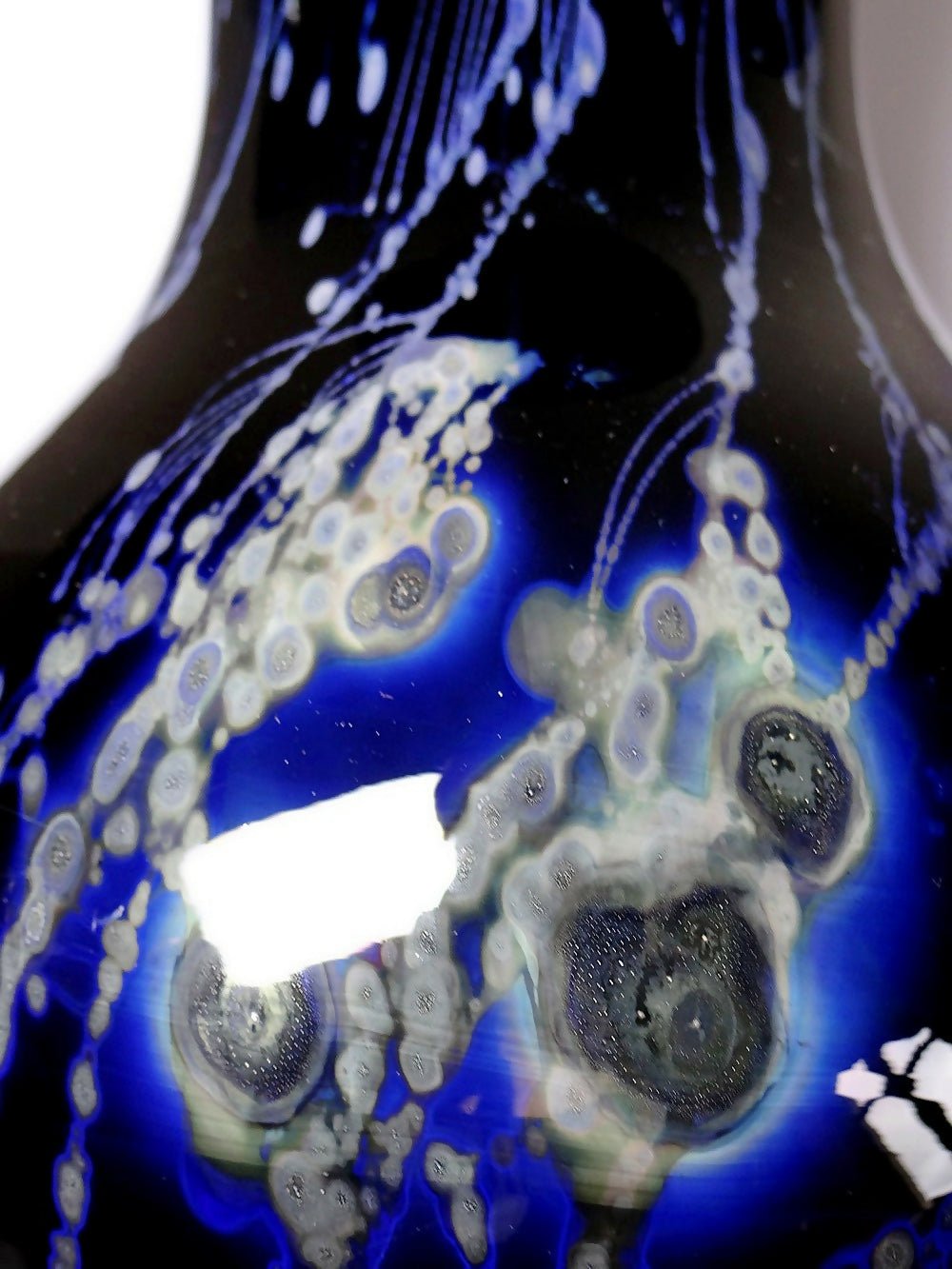 Grand vase verrerie d'art violet à inclusions paillerons d'argent vintage - Ethic Atelier