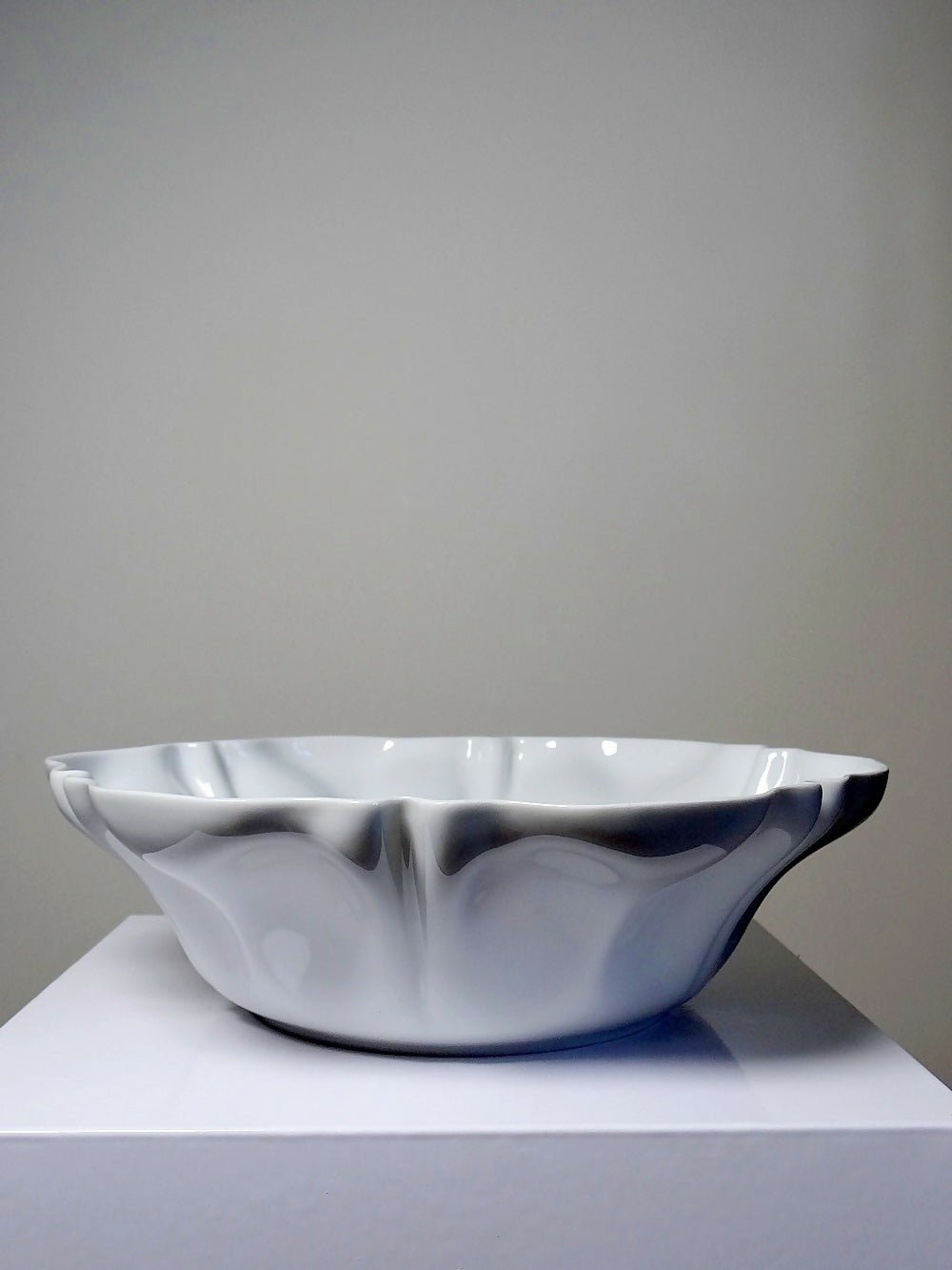 Grande coupe à fruits/saladier porcelaine fine de Limoges blanche vintage/ancien - Ethic Atelier