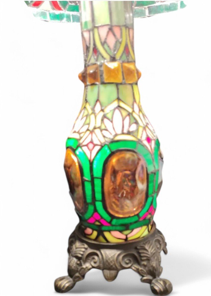 Grande Lampe en Mosaïque de Verre Façon Vitrail Style Art Déco - Ethic Atelier
