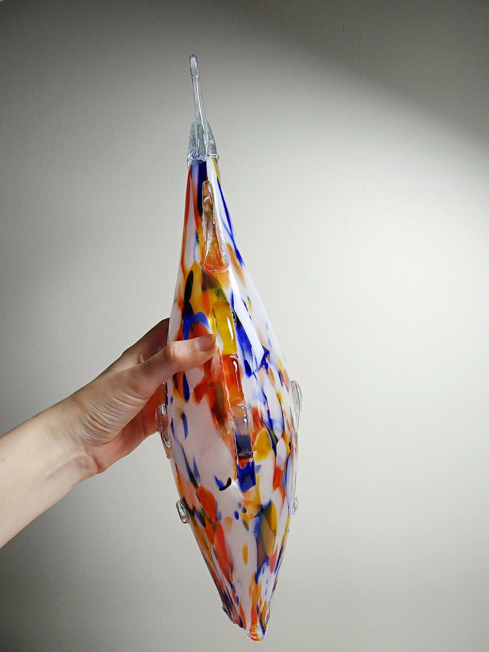 Gros poisson décoratif verre soufflé moucheté de Murano vintage - Ethic Atelier