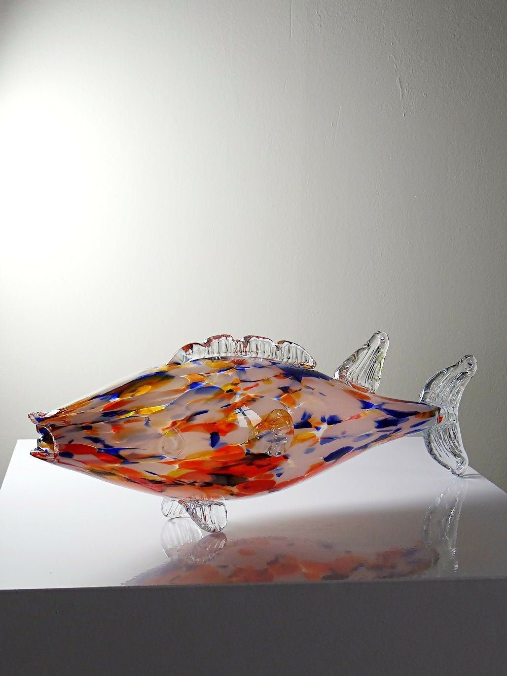 Gros poisson décoratif verre soufflé moucheté de Murano vintage - Ethic Atelier