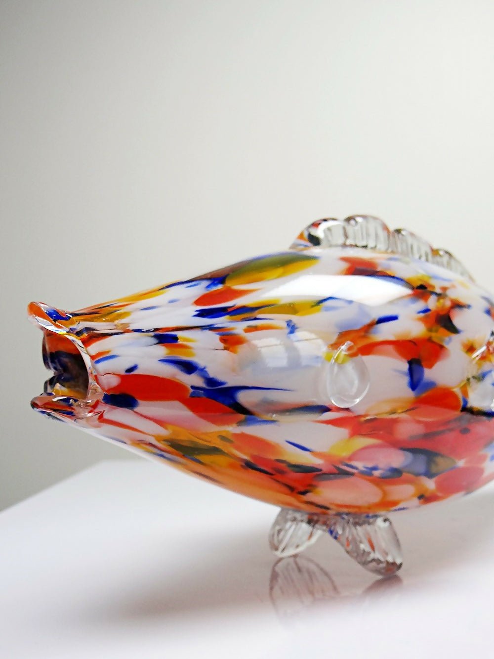 Gros poisson décoratif verre soufflé moucheté de Murano vintage - Ethic Atelier
