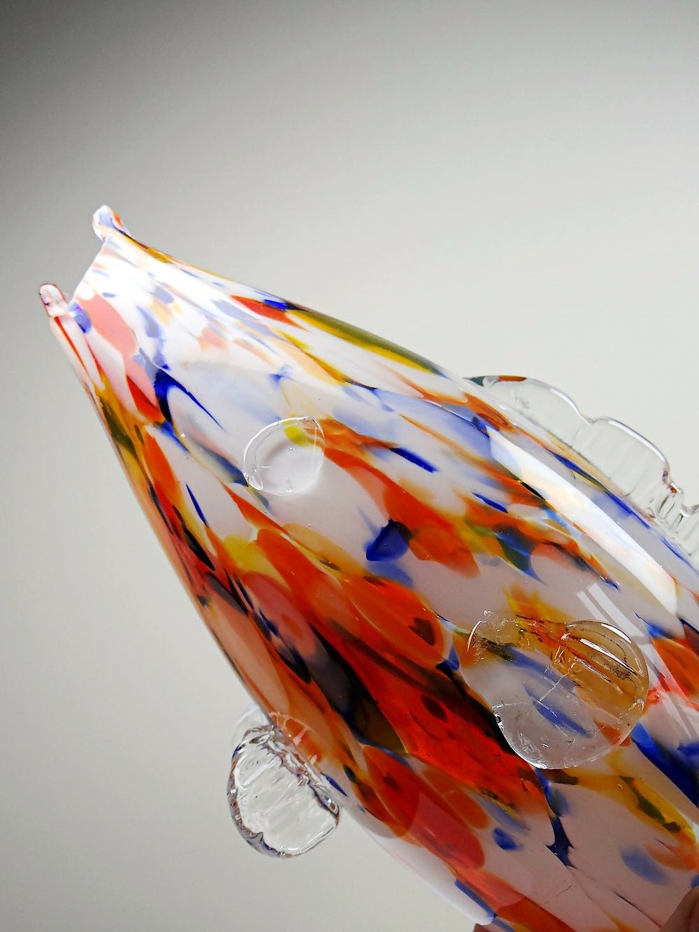 Gros poisson décoratif verre soufflé moucheté de Murano vintage - Ethic Atelier