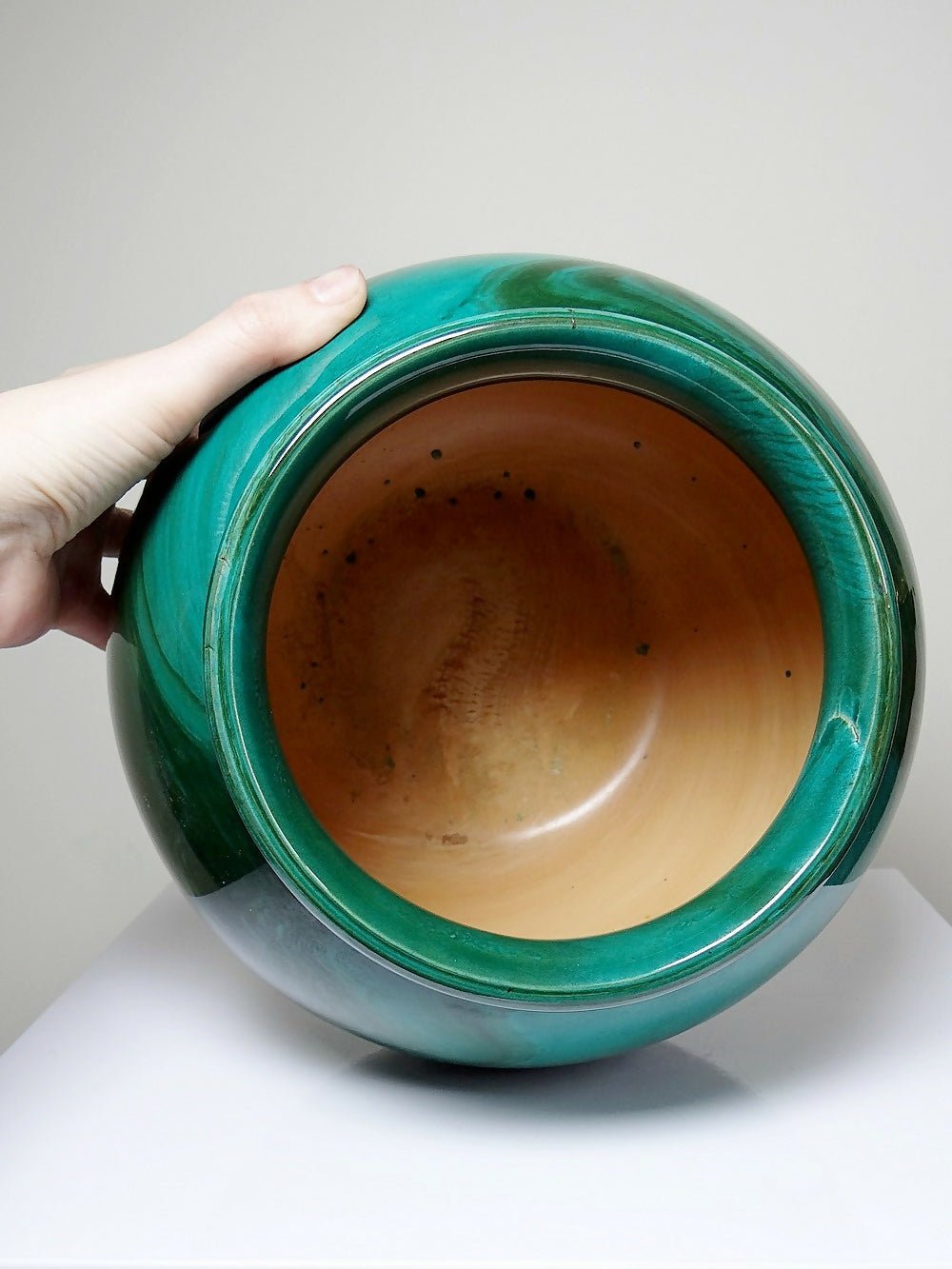 Gros vase boule céramique style art déco, nuance de vert, vintage - Ethic Atelier