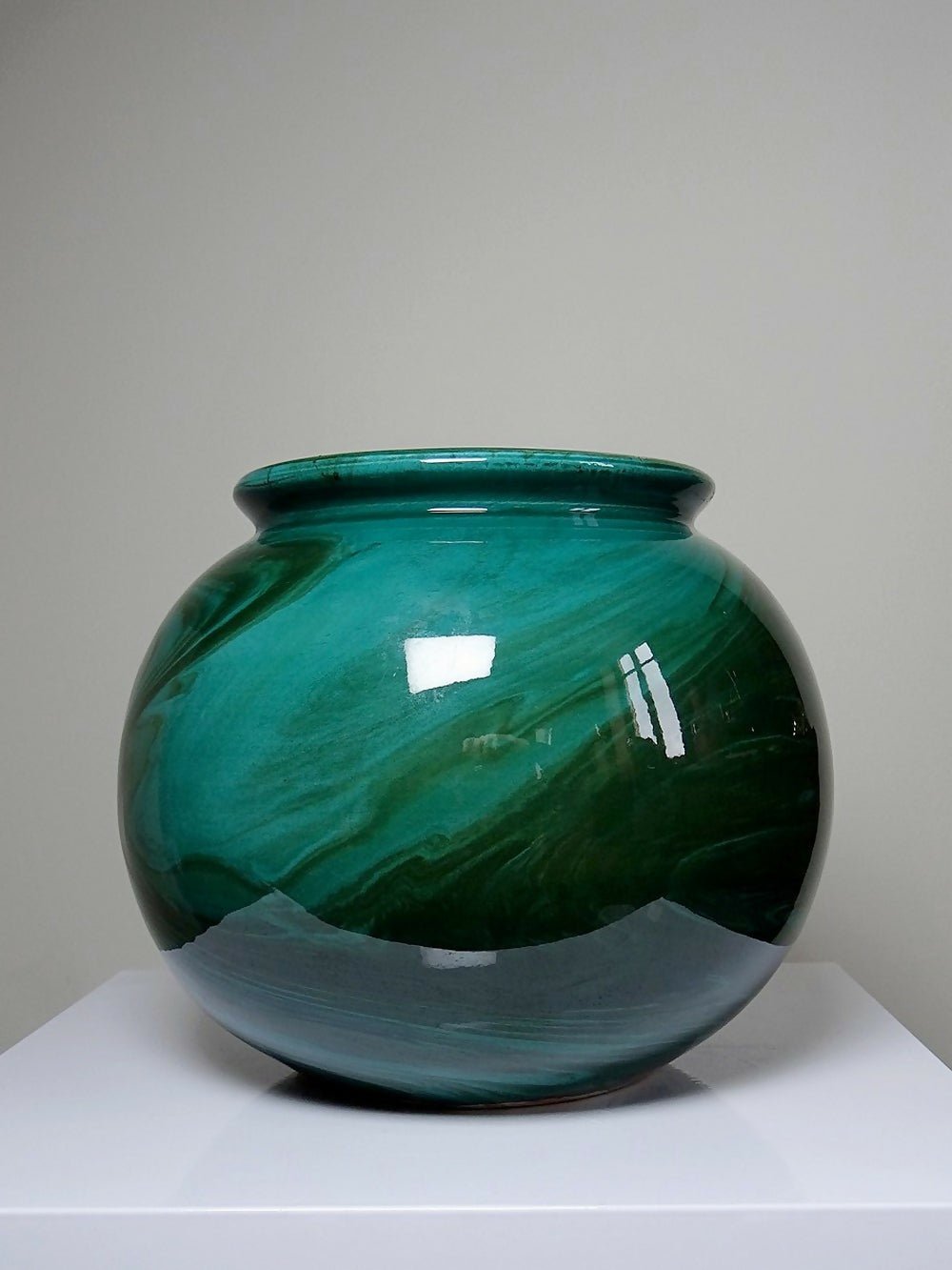 Gros vase boule céramique style art déco, nuance de vert, vintage - Ethic Atelier