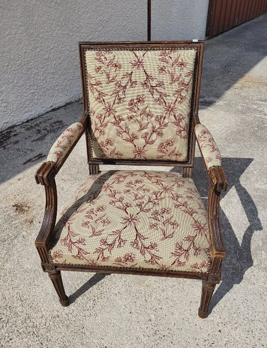 Joli Fauteuil Louis XVI en Noyer - XIXe siècle N° 19 - Ethic Atelier