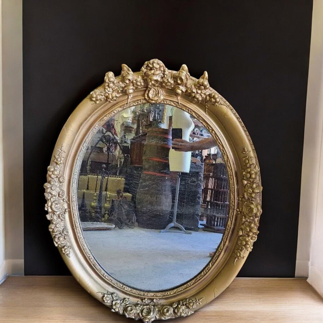 Joli Miroir Médaillon Doré Ovale - Ethic Atelier