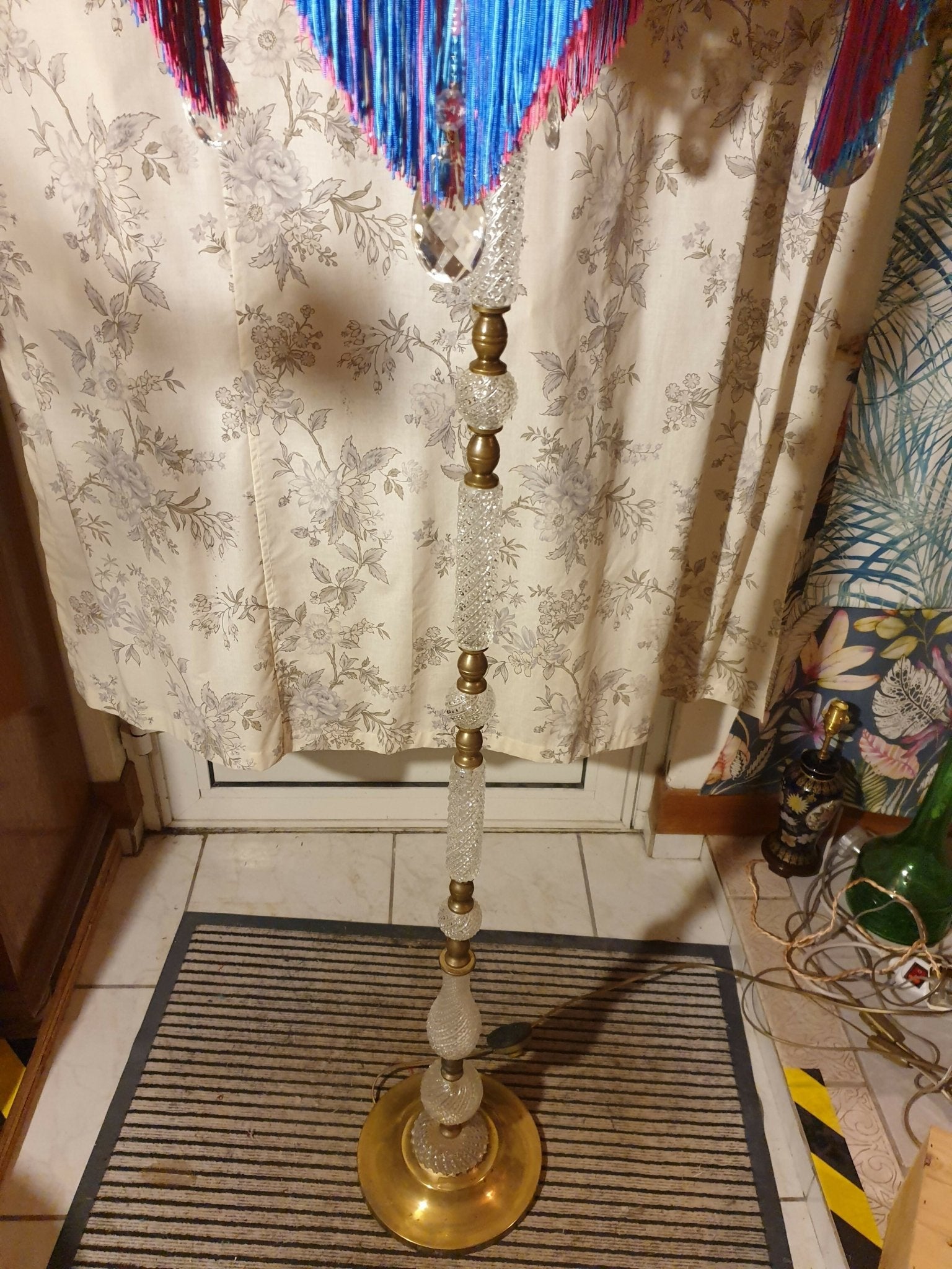 Lampadaire "Art Déco en turquoise et fuchsia " Haute Couture - Pièce unique - Ethic Atelier