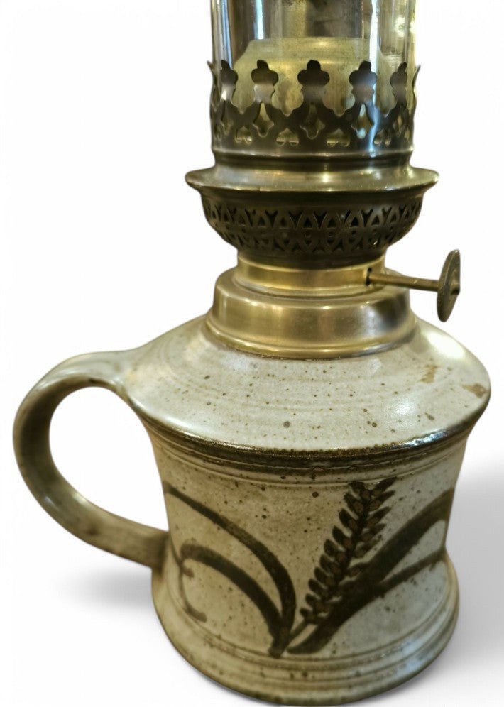 Lampe à pétrole céramique signé S N 1960 - Ethic Atelier