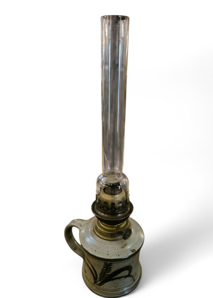 Lampe à pétrole céramique signé S N 1960 - Ethic Atelier