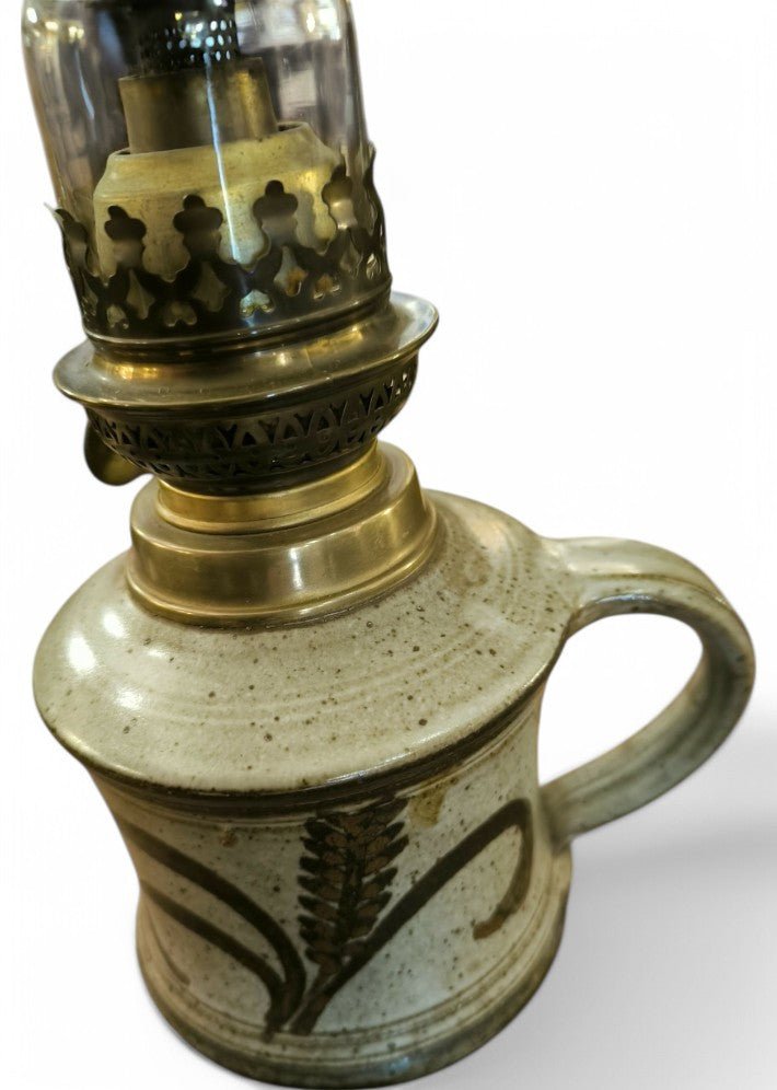 Lampe à pétrole céramique signé S N 1960 - Ethic Atelier