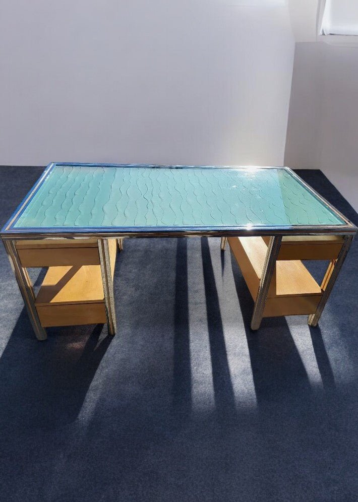 Magnifique Bureau Vintage en Verre et Chrome - Ethic Atelier