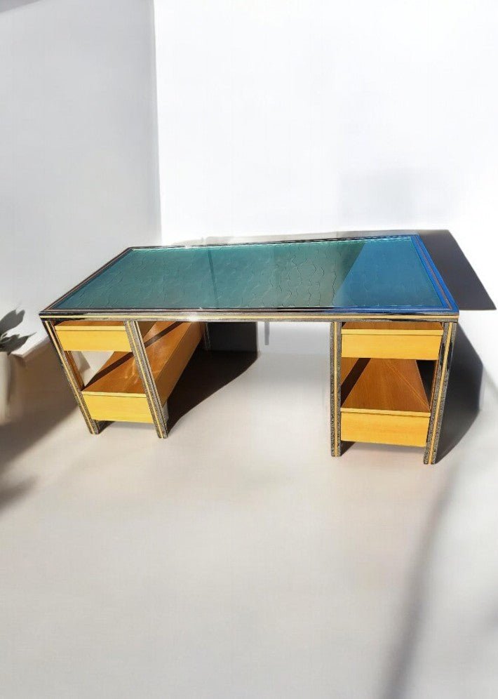 Magnifique Bureau Vintage en Verre et Chrome - Ethic Atelier