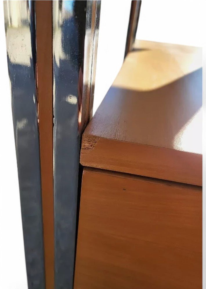 Magnifique Bureau Vintage en Verre et Chrome - Ethic Atelier