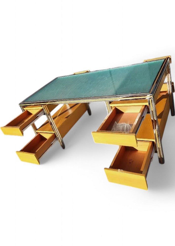 Magnifique Bureau Vintage en Verre et Chrome - Ethic Atelier