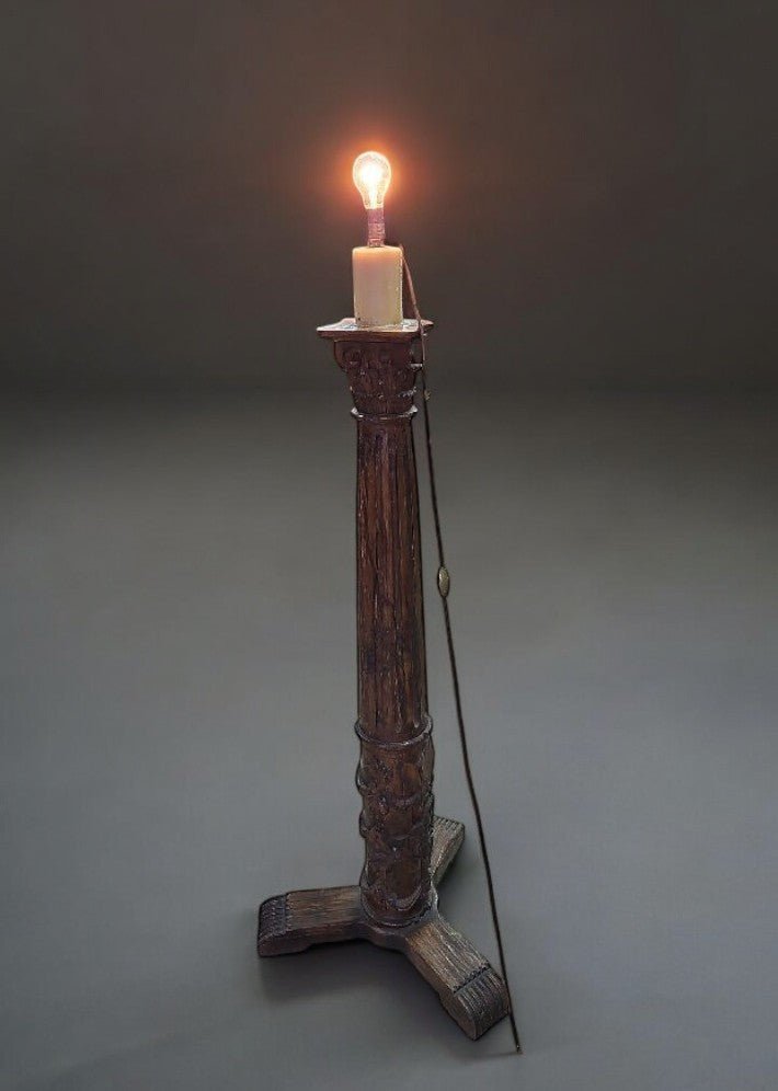 Magnifique et Grand Lampadaire en Colonne en Bois du XVIIIe Siècle - Ethic Atelier