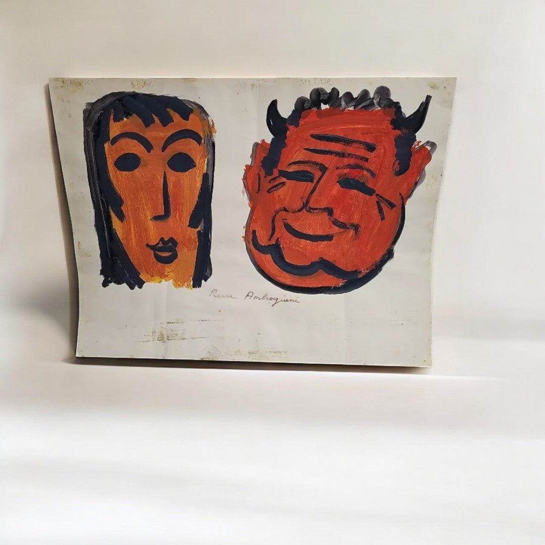 Magnifique et Original Tableau Dessin - "Masque Niobe Silène" - Pierre Ambrogiani - Ethic Atelier