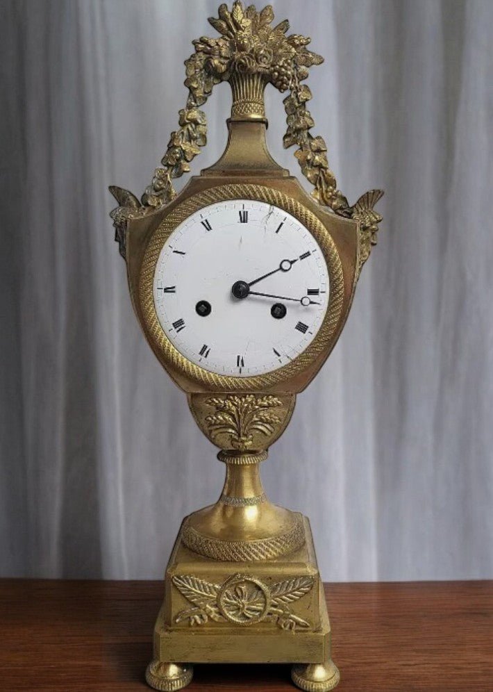 Magnifique Horloge Pendule Empire en Bronze Doré - Ethic Atelier