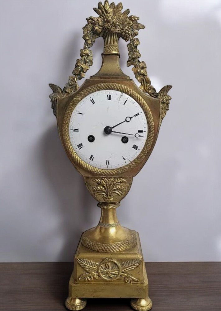 Magnifique Horloge Pendule Empire en Bronze Doré - Ethic Atelier