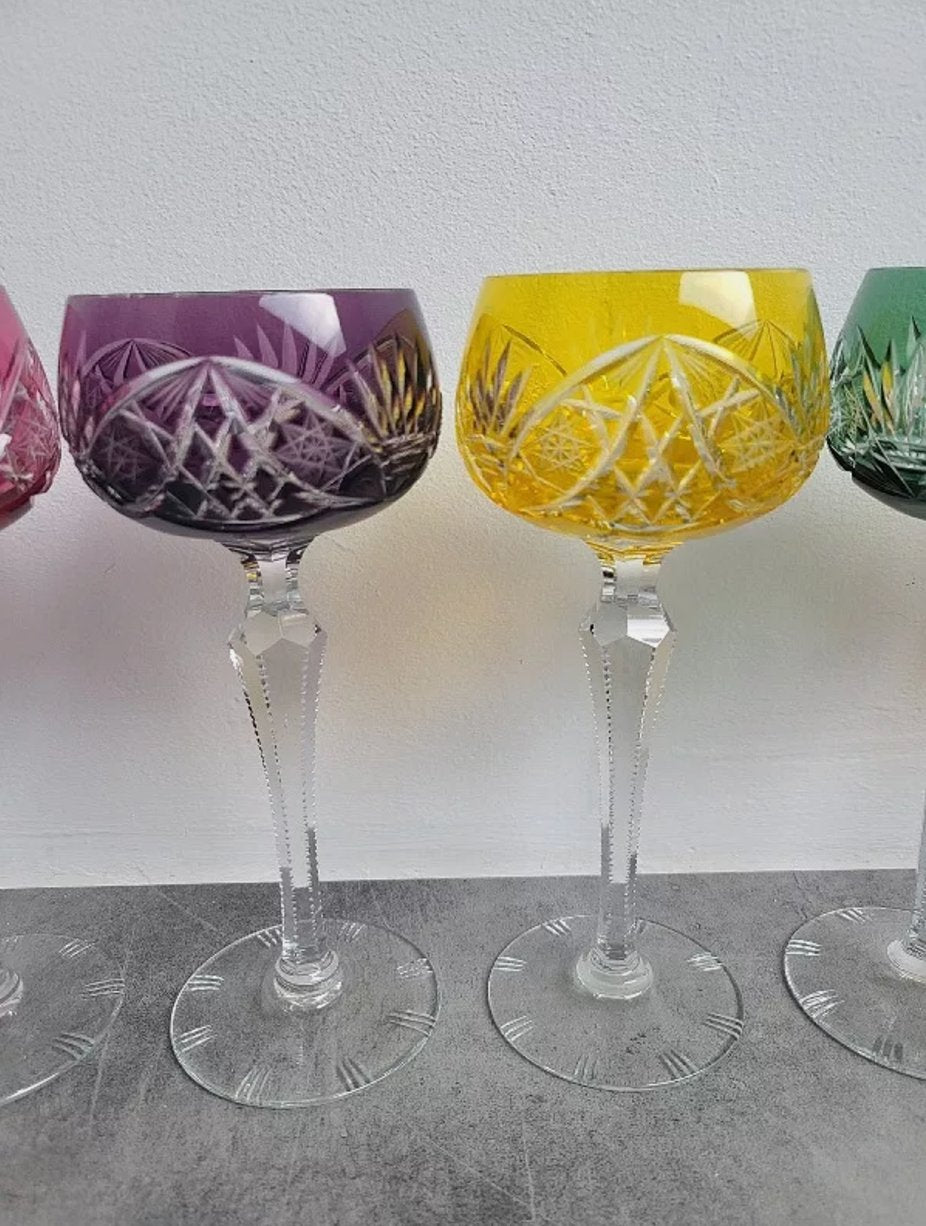 Magnifique Série de 5 Verres en Cristal de Couleur - Ethic Atelier