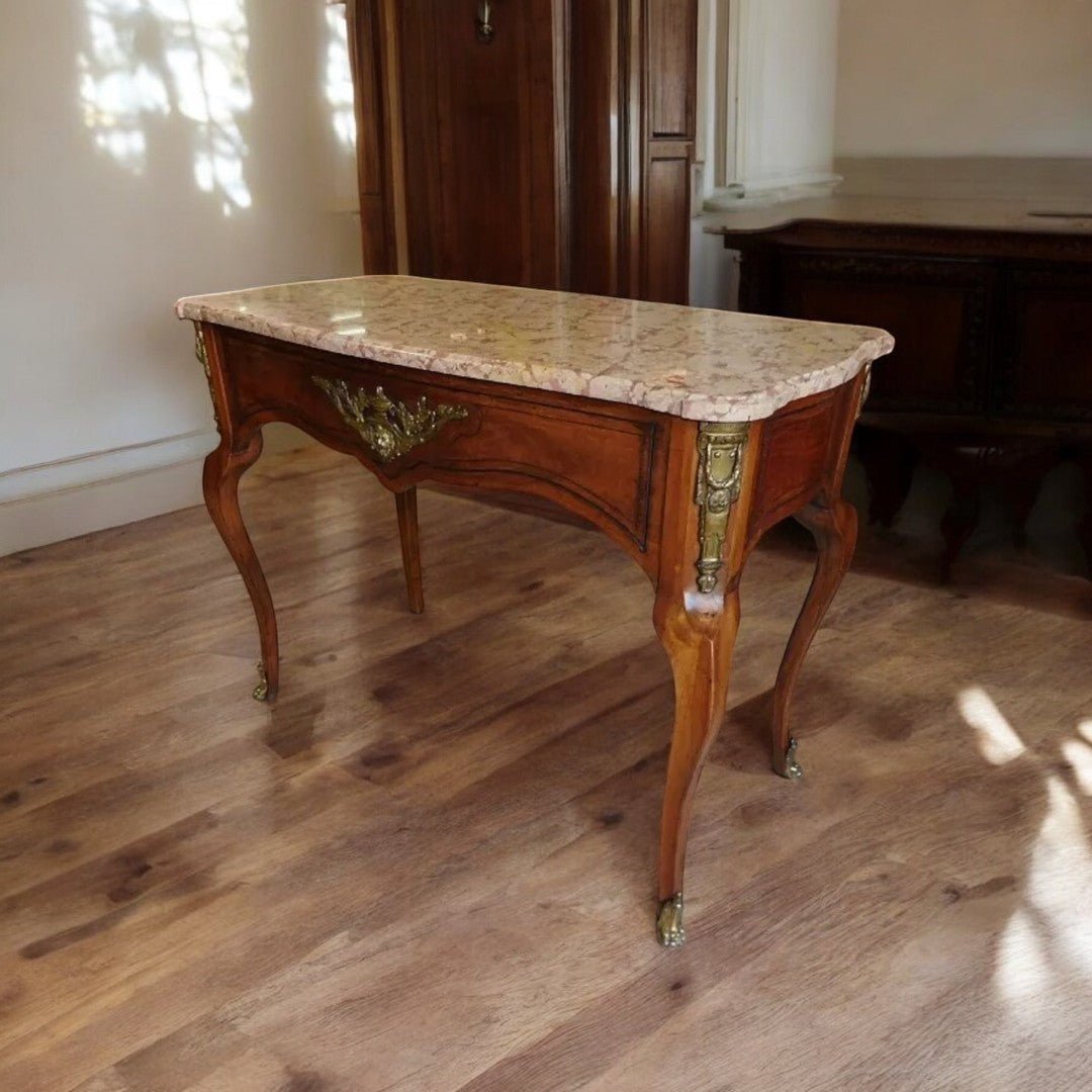 Magnifique Table de Milieu Guéridon Console avec Plateau Marbre - XIXe Siècle - Ethic Atelier