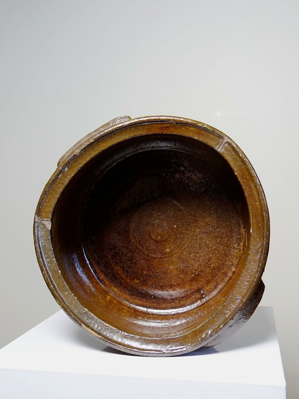 Marmite/bol à oreilles ancien XXe grès de Puisaye émaillé - Ethic Atelier