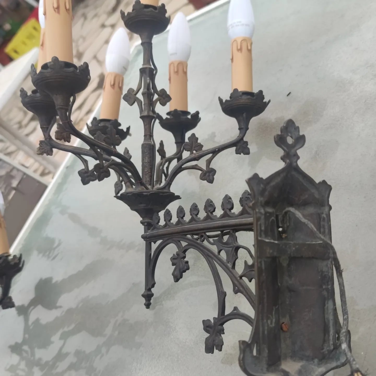 Paire d'appliques murales en acier vers 1900 - Ethic Atelier