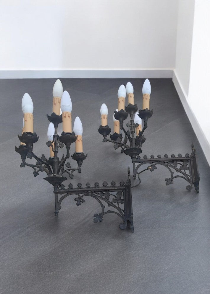 Paire d'appliques murales en acier vers 1900 - Ethic Atelier