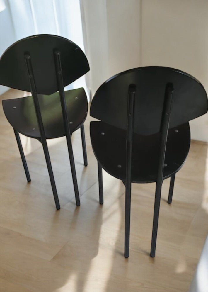 Paire de Chaises Vintage en Métal et Bois Laqué Noir - Ethic Atelier