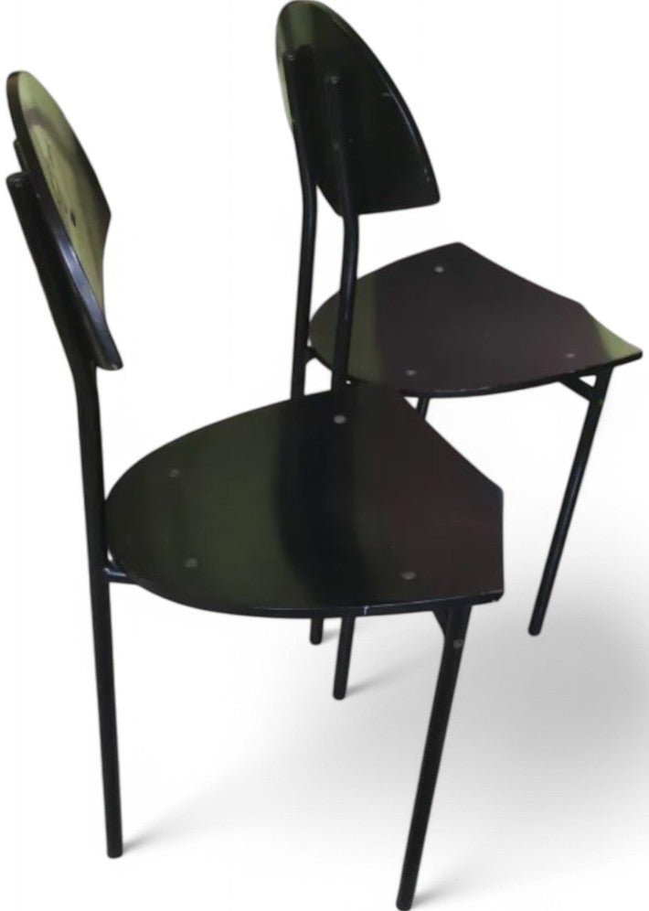 Paire de Chaises Vintage en Métal et Bois Laqué Noir - Ethic Atelier