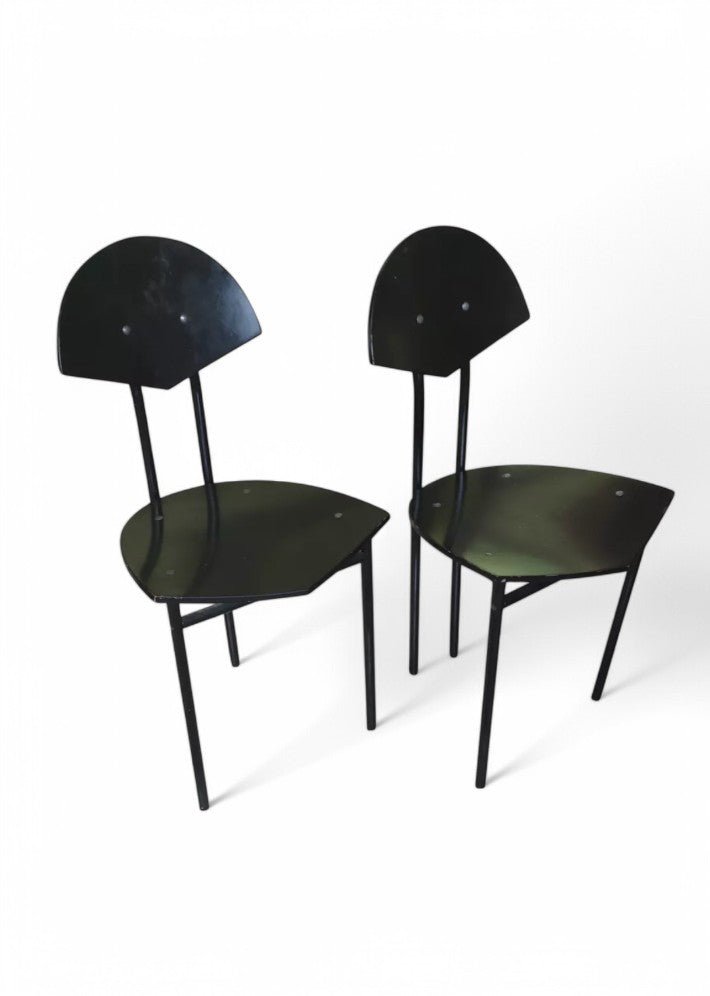 Paire de Chaises Vintage en Métal et Bois Laqué Noir - Ethic Atelier