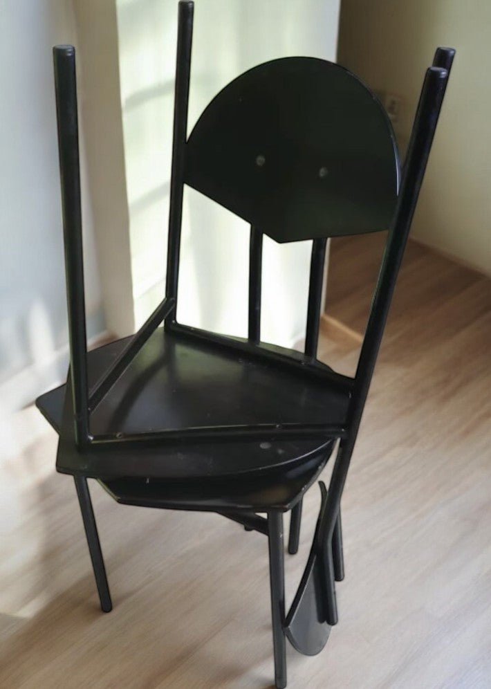 Paire de Chaises Vintage en Métal et Bois Laqué Noir - Ethic Atelier